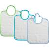 Filet - Set 3 Bavaglini Pappa o Asilo Nido con Elastico in Spugna Bianca con Tela Aida da Ricamare, 24x30 cm, Realizzato in Italia, Bordo in Tinta Unita var. Azzurro, Turchese e Verde