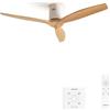 CREATE / WINDCALM/Ventilatore da soffitto con comando e controller parete, motore DC bianco e pale legno naturale / 40 W, silenzioso, Ø132 cm, 6 velocità, timer, funzione estate-inverno