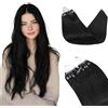 Rich Choices Microring Extensions Capelli Veri 40cm #1 Lacca Nera 50 Fili/Confezione Micro Loop Extensions Capelli Micro Extension Capelli Umani Remy Natural Hair Thickening