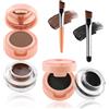 Boobeen Kit sopracciglia e eyeliner in gel, 2 in 1 polvere per sopracciglia e crema per eyeliner, set di pomata impermeabile per sopracciglia con pennello a doppia estremità, nero e marrone