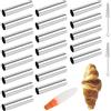 MKNZOME 20 Pack Stampi per Cannoli in Acciaio Inossidabile Forma Tubi Rotolo di Crema Stampo per Cornetto Cono