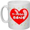 Regali Pazza idea Tazza Ceramica Decorata - 8x10 cm - scritta ti voglio bene cuore rosso - Collezione amore