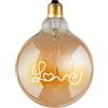 Suprema, Lampadina LED Decorativa Forma Globo, Luce Scritta, Effetto Vintage, Finitura Ambrata, Attacco E27, 120 lm, Potenza 3W, Tensione 220-240V, Luce Calda 1800K, Dimmerabile, 125x176 mm (Love)