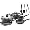 PINTINOX Prima Collection Black Batteria da Cucina 10 Pezzi Antiaderente Induzione