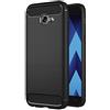 COPHONE® - Cover Nero Compatible Samsung Galaxy A5 2017 in Fibra di Carbonio, Antiscivolo. Custodia Galaxy A5 2017 Silicone Molle Black, Anti-Urto