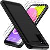 iVoler Cover per Samsung Galaxy A03S con 3 Pezzi Vetro Temperato, [Antiurto di Grado Militare] Protettiva Custodia, Sottile Morbida in Silicone TPU Anti-Graffio Case, Nero