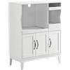 HOMCOM Credenza Cucina Salvaspazio con 2 Armadietti e Cassetto e Ripiani Estraibili, Mobiletto da Cucina Porta Microonde con Ripiani Regolabili in Legno, 84x39x109 cm, Bianco