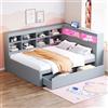 MOBETTRES Divano letto, letto estraibile con presa USB e ripiani multipli, letto singolo, letto multifunzione in legno (grigio - A, 140 x 200)