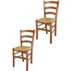 t m c s Tommychairs - Set 2 sedie modello Venice per cucina bar e sala da pranzo, robusta struttura in legno di faggio color ciliegio e seduta in paglia