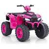 GYMAX Quad ATV Elettrico da 24V, Giocattolo a 4 Ruote con Luci LED, Auto Elettrica per Bambini con Connessione Wireless, Musica, Radio, Velocità Alta/Bassa, per bambini dai 3 agli 8 Anni (Rosa)