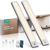 LROLTEF Luce LED Sottopensile Cucina 4000K 21CM Sensore di Movimento per Luci 1500mAh 32 LED Luce Armadio Lampada Dimmerabile per Cucina Scale Soggiorno Bagno Camere da Letto | 2 Pezzi Argento