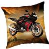 Jerry Fabrics Cuscino decorativo per moto, 40 x 40 cm, rosso, stampa motorbike con licenza, 1 pezzo, quadrato, interno, cuscino decorativo per divani o sedie, decorazione a tema camera da letto
