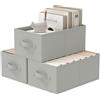 GUOHNHE Scatole Portaoggetti, Set da 3 Ceste per Armadio, Cubi Contenitori Salvaspazio con 2 Manici, Wardrobe Organizer Non Tessuto, 33 x 23 x 14 cm, Grigio, XSNY11GS-3
