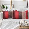 Hanrunsi Cuscini Divano Rosso 30 x 50 Federe Lino Strisce Colorate Casale Copricuscini Fienile Struttura Legno Arancio Grigio Federa per Poltrona Balcone con Cerniera Invisibile Set di 2