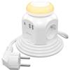 AISENS - ASPS-2A1CLPQ02-W - Multipresa da tavolo multifunzione con 4 prese + 1Xusb-C 20W Pd3.0, 2Xusb-A 18W Qc3.0, luce notturna, 1,8M, bianco