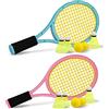 Crefotu Kid Racchetta da Tennis con Borsa,Racchetta di Plastica Include 4 Palline in Schiuma,6 Volani Badminton per Bambini (Oltre 3 Anni),Gioco Sportivo per Bambini All'aperto/Al Coperto