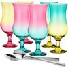 Glasmark KROSNO 1992 Glasmark A570032-0420-5251-LD Set di 6 Bicchieri da Cocktail Max 480 ml Mix Colorati + cucchiaino Lungo, Vetro e Acciaio Inox