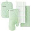 KitchenAid Trapunta Cipolla KT Om PH Set di Asciugamani da Cucina, Guanto da Forno e presina, Cotone e Poliestere, Pistacchio