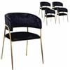 x 4 Sedia New Velvet in Velluto Nero Gambe Oro