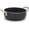 Pentole Agnelli ALSA2106SSPI24 Alblack Casseruola Bassa, in Alluminio, Spessore 5 mm, Fondo Induzione da 10 mm, con 2 Manici in Acciaio Inossidabile, 24 cm, Nero