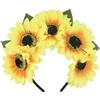 Angelluck Cerchietto per capelli etnico con fiore temperamento per ragazze donna carnevale festa copricapo con girasole realistico fascia girasole adulto girasole fasce per donne fascia girasole per