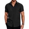 COOFANDY Camicie Casual da Uomo Camicie Estive da Uomo Senza Stiratura Camicie A Maniche Corte Colletto Kent Camicie Le Vacanze Estive Verde Chiaro L