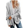 Generisch Cappotto corto da donna, invernale, per autunno, poncho, con maniche, a maglia, caldo, per le mezze stagioni, a maniche lunghe, cardigan aperto sul davanti, grigio., Taglia unica