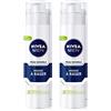 NIVEA MEN Pelle Sensibile Schiuma da barba (2 x 200 ml), crema da barba arricchita con camomilla e hamamelide, cura rasatura 0% alcol per uomo con pelle sensibile