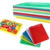 GOYADA 15 Pezzi Vassoi d'Arte in Plastica, Vassoio in Plastica Multicolore 34 x 25 x 2.6 cm, Vassoio in Plastica Rettangolare per Artigianato, Scuola, Casa, 5 Colori