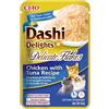 INABA Dashi Delights Delicate Flakes, Delicati Fiocchi in Brodo di Pollo con Tonno - Cibo Umido per Gatti, Snack per Gatti Con Proteine, Ingredienti Naturali - Pasto Complementare - 1 x 40gr