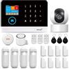 LWOHSI Sistema di allarme con telecamera, sistema di allarme antifurto GSM WIFI da 22 pezzi con allarme tramite app per telefono, sirena di allarme 120b, compatibile per casa e ufficio