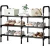 DecorDwell Scaffale Porta Scarpe in Metallo a 3 Ripiani - Scarpiera Aperta ed Organizzatore per Scarpe,Scarpiera Salvaspazio per 32 Paia di Scarpe, Organizer Scarpe Ripiano per Soggiorno, Corridoio
