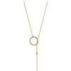 FOCALOOK Collana Donna Y Lunga Pendente Bar Cerchio Piccolo Delicato Semplice Chic Gioiello alla Moda Catena Rolo Sottile 2 mm Collana Donna Placcato Oro 18K Regalo San Valentino