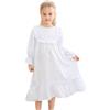 Alunsito Camicia Da Notte Da Principessa per Bambina in Pizzo Con Volant - Indumenti Da Notte Comodi a Manica Lunga - Abito Pigiama 120 Bianco 6-7 Anni