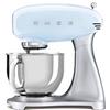 Smeg, Impastatrice Planetaria SMF02PBEU, 10 Velocità, Smooth Start, Ciotola da 4,8 L, Sicurezza Blocco Motore, Frusta Filo, Frusta Piatta, Gancio e Coperchio Versatore in Dotazione, 800W, Azzurro