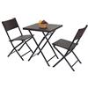 BAKAJI Set Tavolo Tavolino Pieghevole 62 x 62 cm + 2 Sedie Pieghevoli Arredo Esterno Giardino Terrazzo Struttura in Acciaio Inox e Sedute in Polyrattan (Grigio)