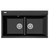 Plados LX8620-70 Lavello a due vasche 86 x 51 cm Sopratop con fascia miscelatore Serie Lux 86 -20 finitura 70 MicroULTRAGRANIT NERO MATT