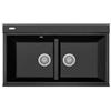 Plados LX8620-44 Lavello a due vasche 86 x 51 cm Sopratop con fascia miscelatore Serie Lux 86 -20 finitura 44 ULTRAMETAL NERO