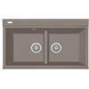 Plados LX8620-N3 Lavello a due vasche 86 x 51 cm Sopratop con fascia miscelatore Serie Lux 86 -20 finitura N3 nanoSTONE ARGAN