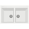 Plados ON7920-N1 Lavello 2 Vasche 79 x 50 cm Sopratop con fascia miscelatore Serie One 79 20 finitura N1 nanoSTONE BIANCO LATTE