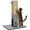 PawHut Albero Tiragraffi per Gatti con 2 Palline Giocattolo e Spazzola, in Legno, Iuta e Peluche, 59.5x39x79 cm, Grigio
