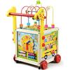 COIL Carrello in Legno 10 in 1, Scivolatore, Giocattolo Educativo, Camminatore, Auto da Apprendimento, Cubo Didattico, Orologio, Puzzle, Abaco, dai 18 Mesi - Girello Per Bambini - Carrello per Bambini