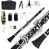 Yinfente Clarinetto in ebanite professionale per studenti principianti con 2 barili kit di pulizia custodia rigida mouthpiece cork grasso guanti