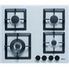 ELLECI Piano Cottura 4 Fuochi a Gas da Incasso (1 bruciatore Tripla corona) Larghezza 60 cm Griglie in Ghisa finitura Granitek colore Bianco G68 - PGSP60168WS Plano