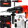 Delphi Set Trapano a Percussione SDS Plus 800W-2600W, 4J, 4000/min, con 3 Punte 6/8/10mm, Martello per Foratura, Impugnatura Aggiuntiva, 15 Accessori Inclusi