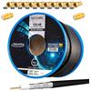 HB-Digital Cavo coassiale SAT 135dB 50m CCS PRO Cavo antenna coassiale schermato a 5 vie in acciaio rame per sistemi DVB-S/C/T / S2 + 10 connettori F E 2 connettori F gratuiti