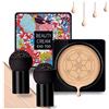 NUIBO Air Cushion CC Cream fungo Head, base idratante per il trucco, primer liquido fondotinta a lunga durata con due spugne per trucco a funghi (naturale)
