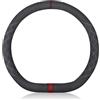 Ergocar Forma D Coprivolante per Auto Antiscivolo Sportivo Protezione per Volante Auto Pelle Scamosciata Inverno Caldo Universale per Forma D Coprivolante Diametro 38 cm (15 ) (Nero Rosso)