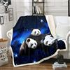 Loussiesd Coperta in Pile a Forma di Panda Con Orso e Animali Selvatici - Super Morbida, Motivo a Stelle, per Divano Matrimoniale, 150 x 180 cm