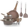KASANOVA Set pentole antiaderente 0 Grassi, Batteria pentole a induzione e ogni piano cottura, set pentole e padelle antiaderente a 4 Strati con Design Moderno (8 Pezzi)